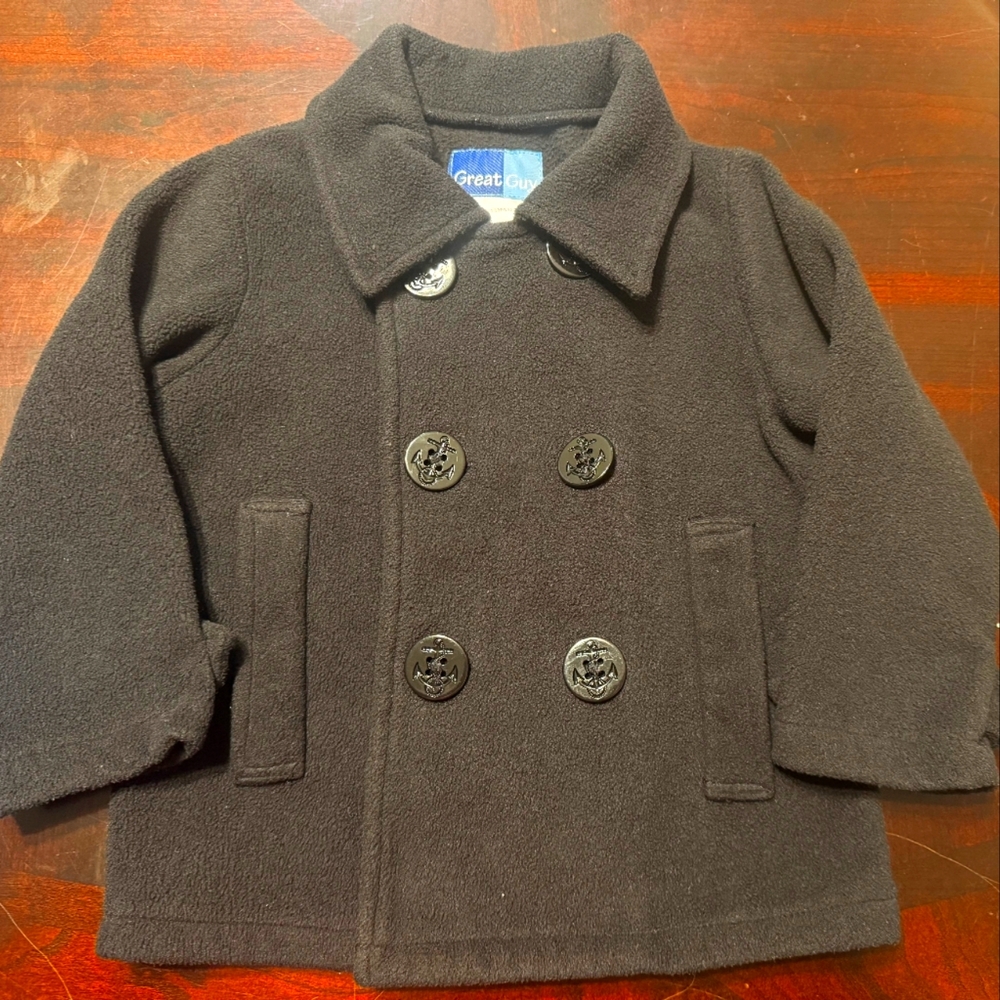 Great Guy Black Peacoat with Nautical Buttons 4T - Picture 1 of 2